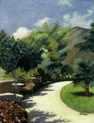 Flicka i en trädgård, Le Pradet, cirka 1925
