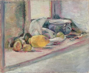 Blå kruka och citron