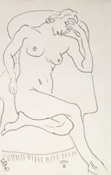 Naken kvinna i en fåtölj, ca 1922-24 (blyerts på papper)
