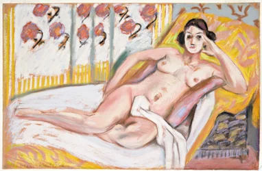 Liggande nakenbild (Nu Allonge) ca 1925 (pastell på flockat papper)