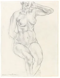 Sittande naken, ca 1918 (grafit  svart krita på papper)