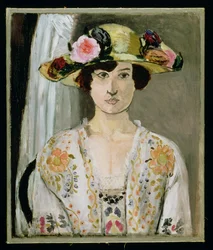 Kvinna i hatt, ca 1920 (olja på duk)