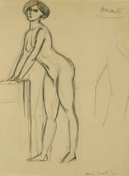 Ung flicka stående, ca 1908-10 (blyerts på papper)