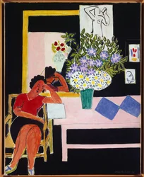 liseuse sur fond noir 1939 (olja på duk )