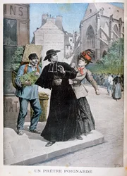En katolsk präst knivhöggs av en kvinna på gatan, Frankrike, 1897