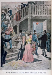 Gripande av prostituerade på ett hotell i Paris, 1895