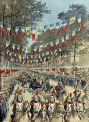 Ankomst till Nice av tsarevitj Georges Alexandrovitch Romanov 1896 (Gravyr)