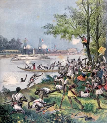 Fransmännen attackerade byborna i Dahomey, 1892