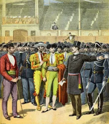 Tjurfäktning förbjuden i södra Frankrike,1895 (Illustration)