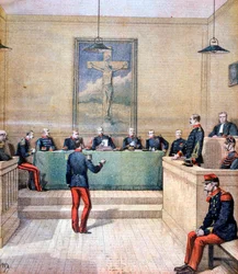 Kapten Dreyfus inför krigsrätten 1894