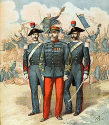 Kapten Romani mellan två italienska gendarmer