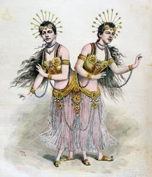 Rosa och Josepha Blazek, siamesiska tvillingar från Böhmen, 1891