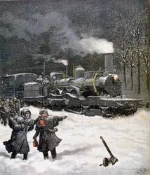 Tåg blockerat av snö, Frankrike, 1892