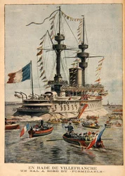 Villefranche Harbour, en boll ombord på Formidable, illustration från Le Petit Journal, graverad av P.H.G.V. Michel, 1 mars 1896