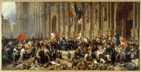 Lamartine vägrar ta emot den röda flaggan framför Hôtel de Ville, ca 1848 (olja på duk)