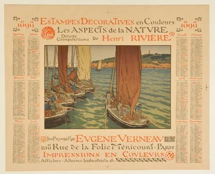Kalender för 1898: Dekorativa färgtryck, naturens aspekter, tolv kompositioner av Henri Rivière