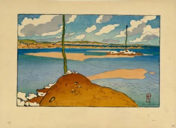 Chéruette-fyren vid lågvatten (Saint-Briac)