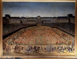Den stora karusellen gav Ludvig XIV i Cour des Tuileries i Paris för att fira Dauphinens födelse (1/11/1661), 5 juni