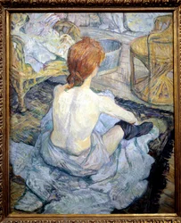 Rödhårig (Toaletten). Målning av Henri De Toulouse Lautrec (Toulouse-Lautrec