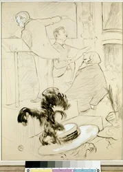 Operans stora konserter: Ambroise Thomas bevittnade en repetition av Francesca da Rimini, ca 1896 (kina bläck med pensel, penna, vit gouache och kol på papper,