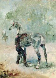 Artillerist sadlar sin häst, 1879
