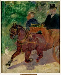 Cob som är uppspänd på en vagn, 1900