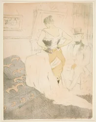 Femme en corset, conqu?te de passage (Kvinna som fäster en korsett, passerar erövring), från serien Elles