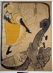 Jane Avril, i Paris trädgårdar Affisch av Henri de Toulouse-Lautrec (1864-1901). Storlek 1,30 x 0,95. 1893. Albi, Toulouse Lautrec-museet