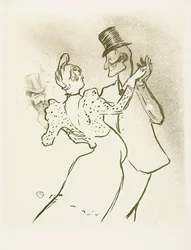 La Goulue och Valentin la Desossee. Affisch av Toulouse-Lautrec.