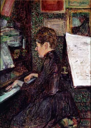 Miss Dihau på pianot. Målning av Henri de Toulouse-Lautrec (Toulouse Lautrec