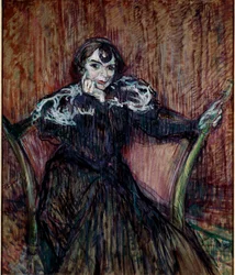 Porträtt av skådespelerskan Berthe Bady. Målning av Henri de Toulouse-Lautrec (Toulouse Lautrec