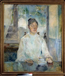 Porträtt av grevinnan av Toulouse Lautrec som tar frukost Målning av Henri de Toulouse Lautrec (1864-1901) 1881 Sön. 0,93x0,81 m Albi, musée Toulouse Lautrec