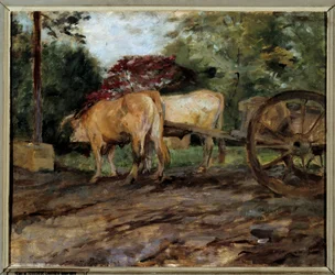 Oxarna under oket Målning av Henri de Toulouse Lautrec (1864-1901) Bordeaux från 1800-talet, Musee des Beaux Arts