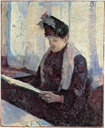 Kvinna i café