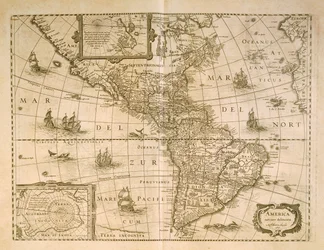 Karta över Amerika av Henricus Hondius
