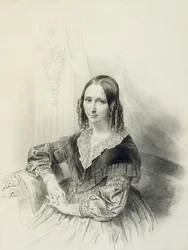 Porträtt av Suzanne Herckenrath, 1843 (krita, estompe, blyerts och akvarell)