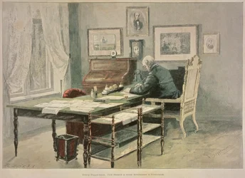 Prins Bismarck i hans arbetsrum i Friedrichsruh, c.1890