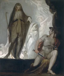 Teiresias förutspår framtiden för Odysseus (olja på duk)