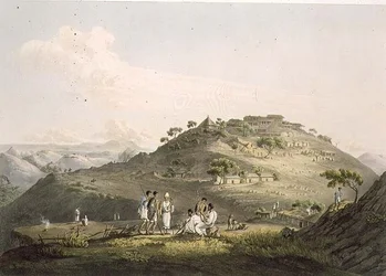 Staden Dixan i Abessinien, graverad av Daniel Havell (1785-1826) 1809 (akvatint)