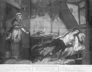 Chattertons död, graverad av Edward Orme