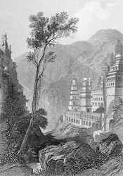 Jain Temples, Muktagerri, graverad av Finden, från 