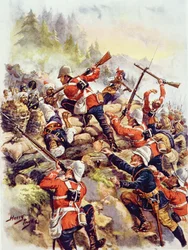 Storming the Heights, illustration från "Glorious Battle of English History" av major C.H. Wylly, 1920-talet