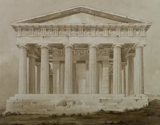 Hefaistos tempel, Aten (sepia wc på papper)