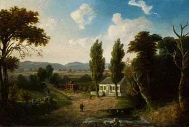 Landskap med diligens, 1856.