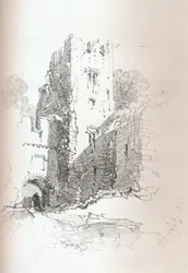 Crookston Castle, nära Paisley, 1840