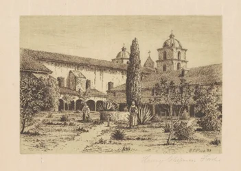 Trädgård, Mission Santa Barbara, 1888.