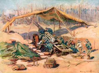 Fransk artilleriposition, Frankrike, 1918, 1926.