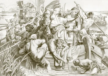 Hur Hereward avvek från Ely och hur han dödade märrsvalan (gravyr)