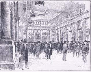 Inuti Royal Exchange i Manchester, illustration från Cassells History of England, 1900-talet