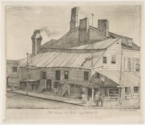 Gammalt hus, hörnet Peck Slip och Water Street, ur "Scener från gamla New York"